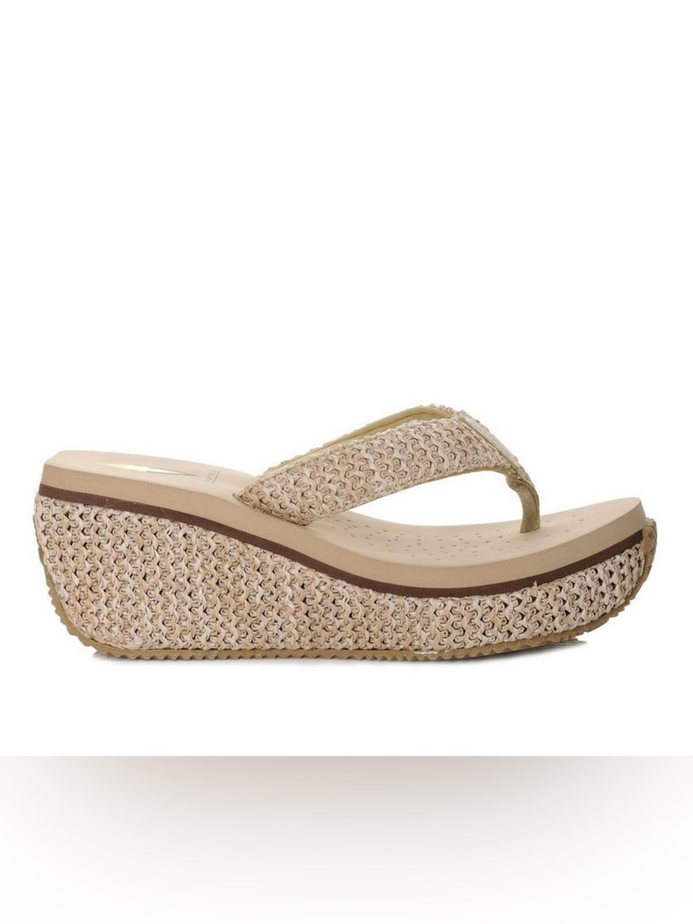 Volatile Island Platform Beige Woven Wedge Flip-Flop   NEW!!!